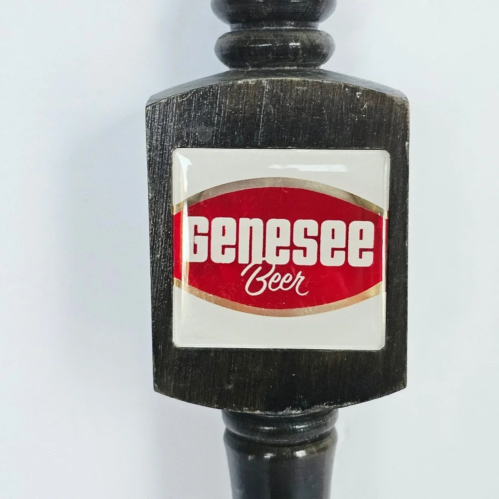 Vintage Genesee Beer Tap Handle Wood Shield Logo Bar Decor Breweriana